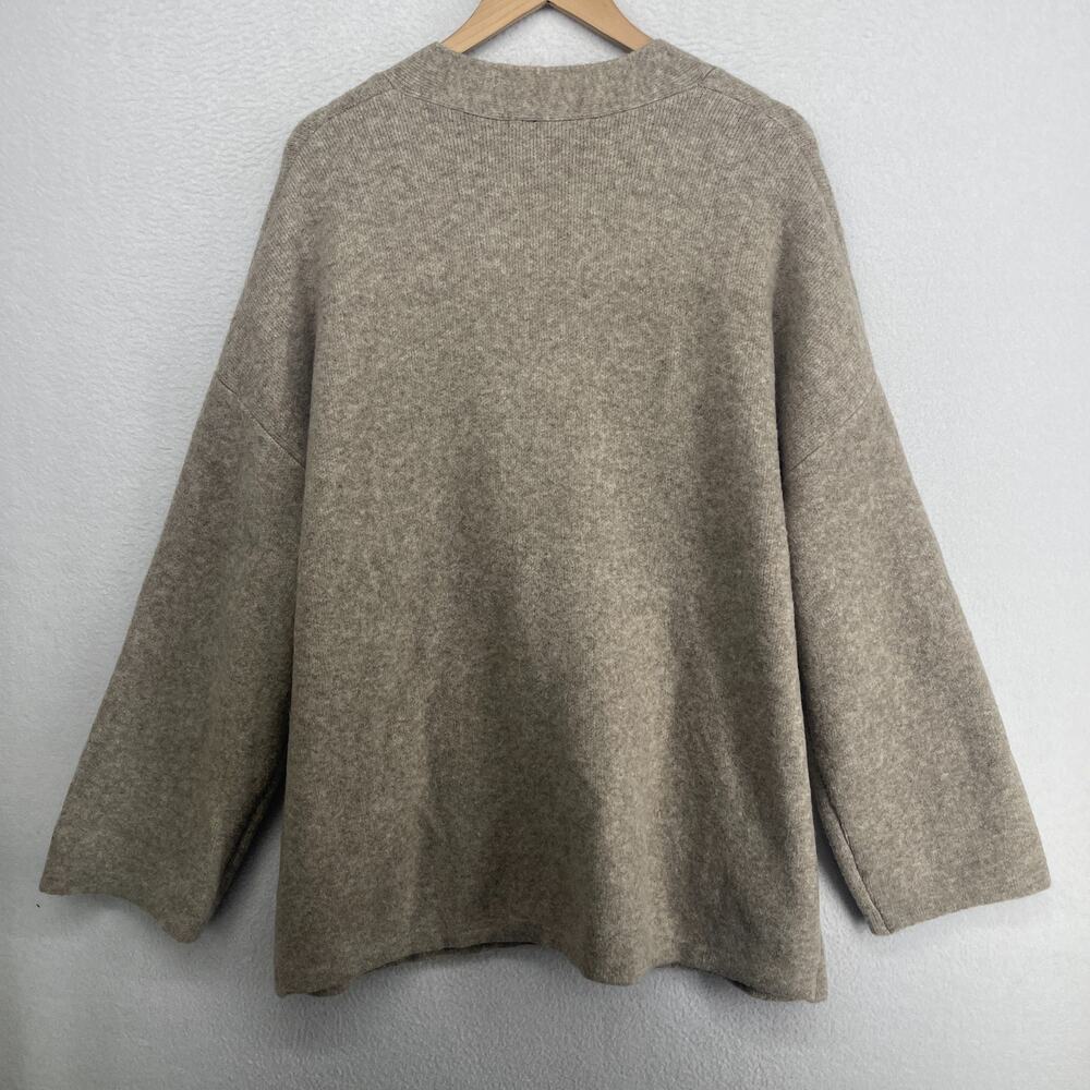 ZARA Sweater Womens XS S Wool Blend Oversized Cardigan Toggle Coatigan Beige - Picture 3 of 12